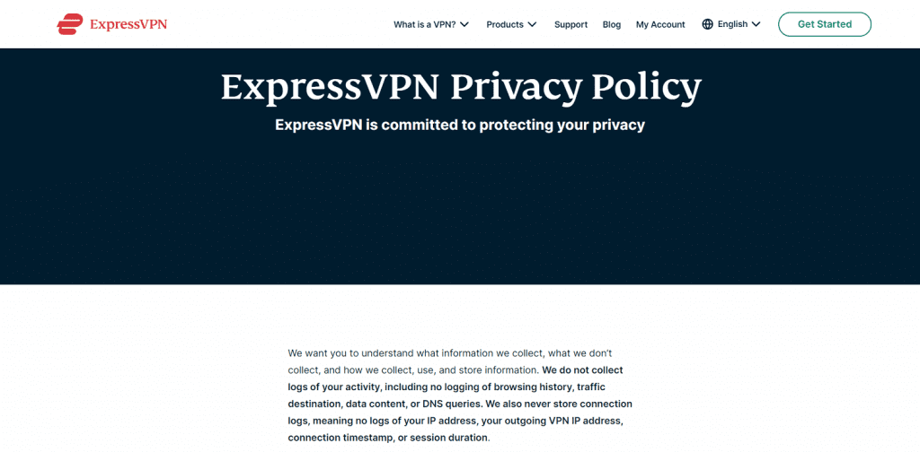 ExpressVPN privacy policy page