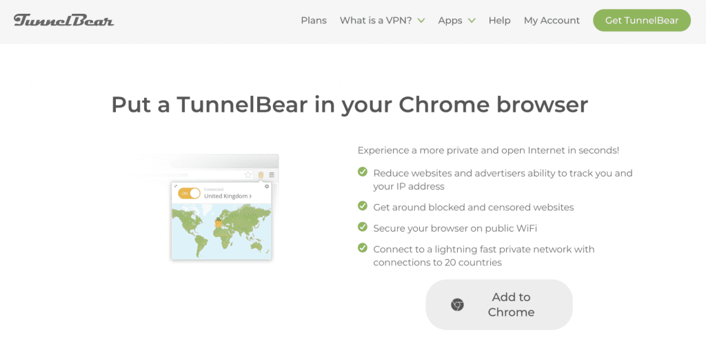 TunnelBear VPN extension for Chrome