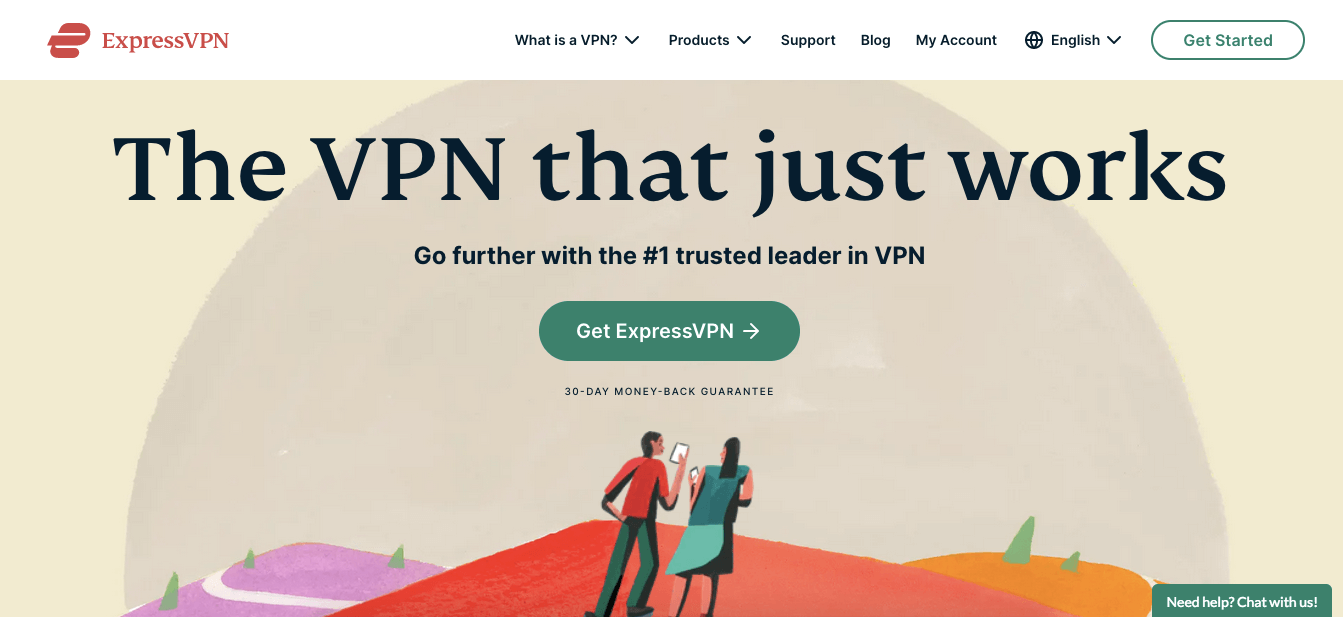 screenshot of ExpressVPN homepage