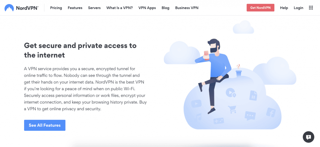 screenshot of NordVPN homepage