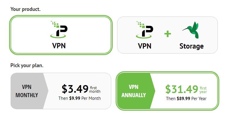 IPVanish price page