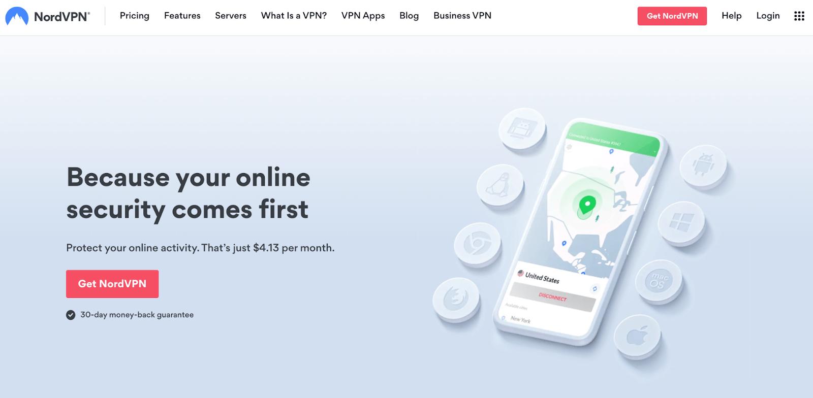 NordVPN homepage