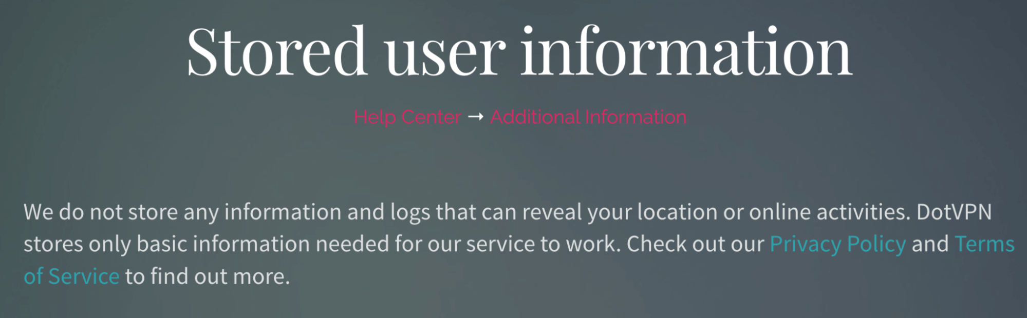 DotVPN stored user information