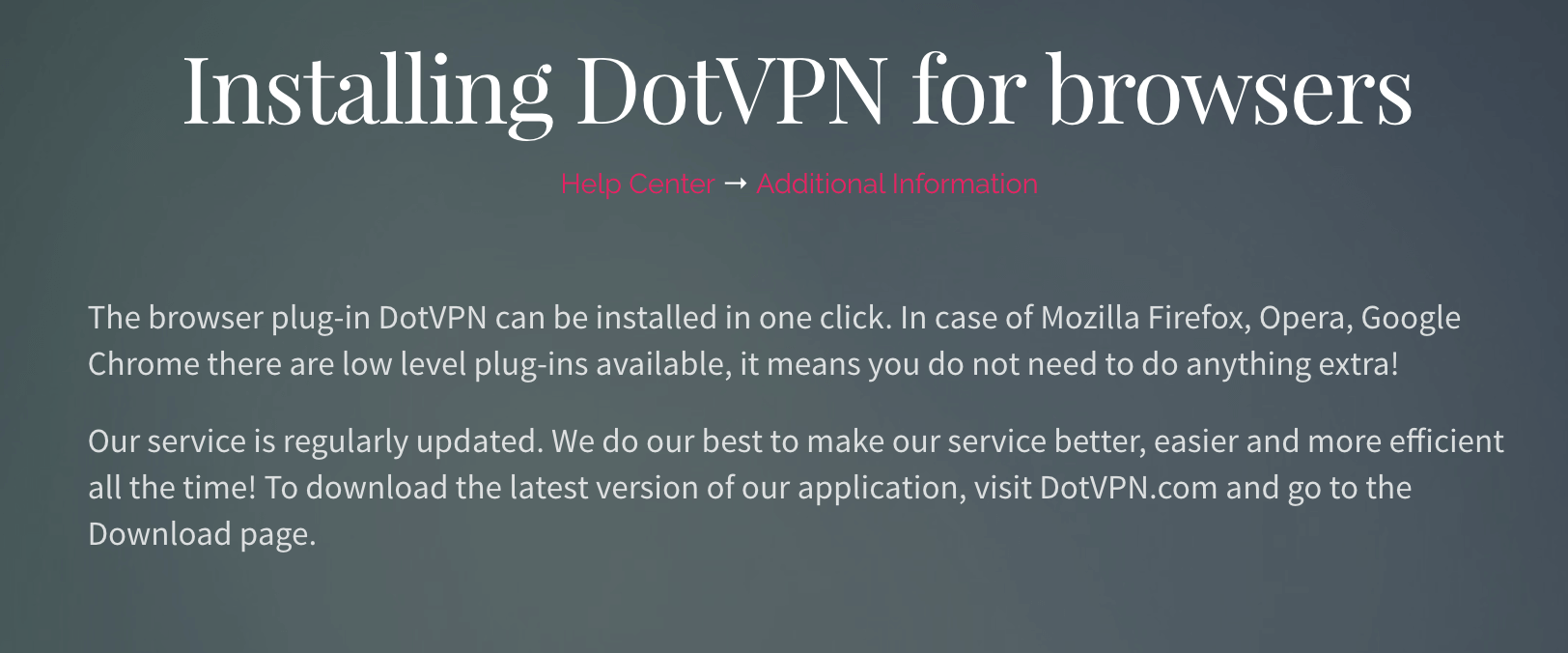 Installing DotVPN for browsers