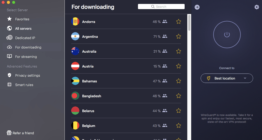 cyberghost torrenting servers