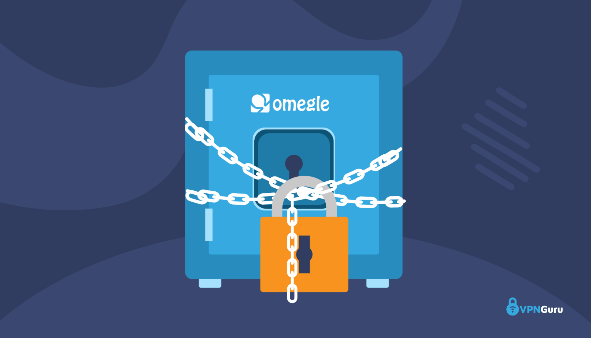 A locked strongbox with the Omegle logo. Omegle VPN